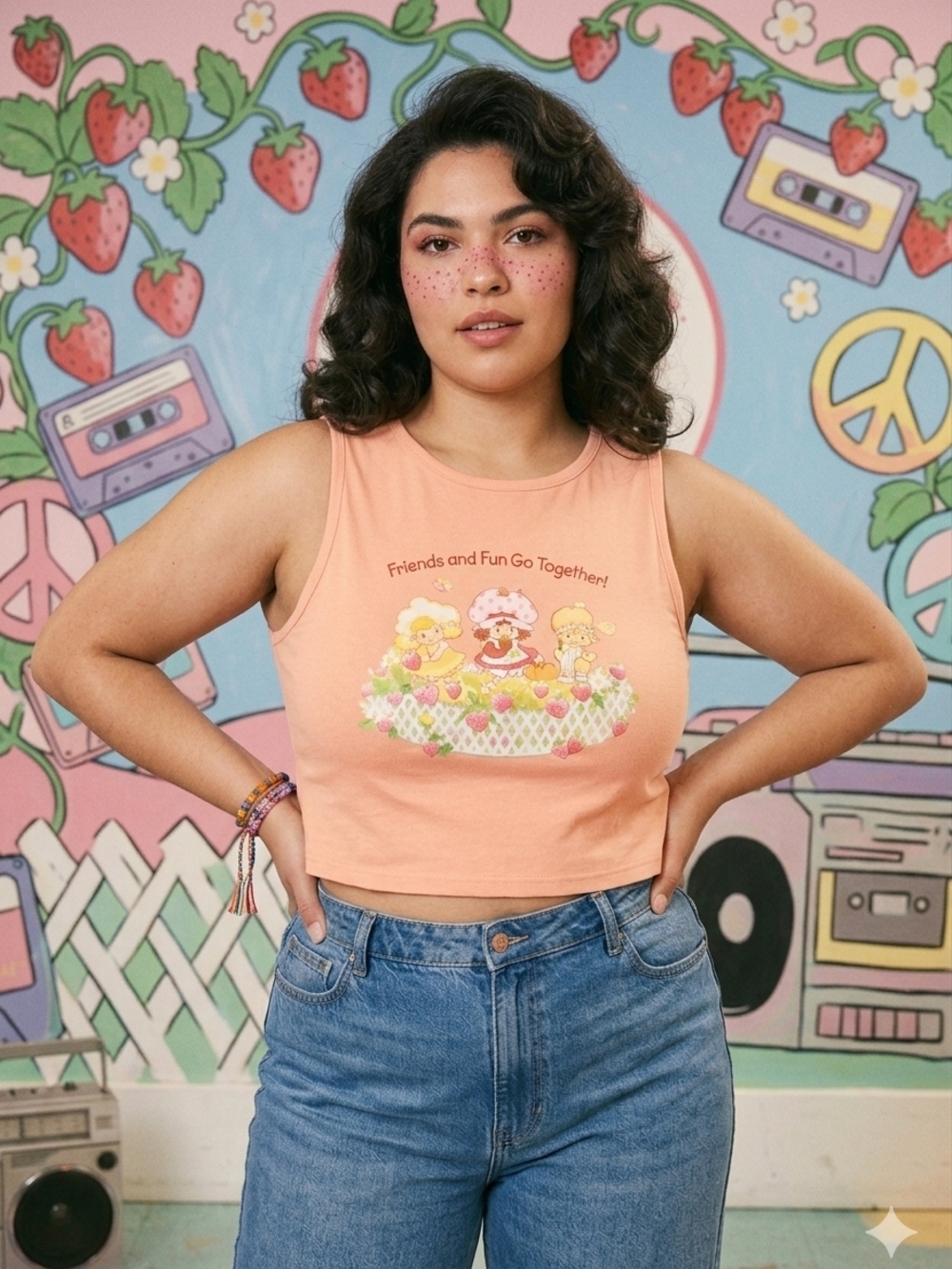 Strawberry Shortcake Crop Tank Top - Friends and Fun Juniors XL